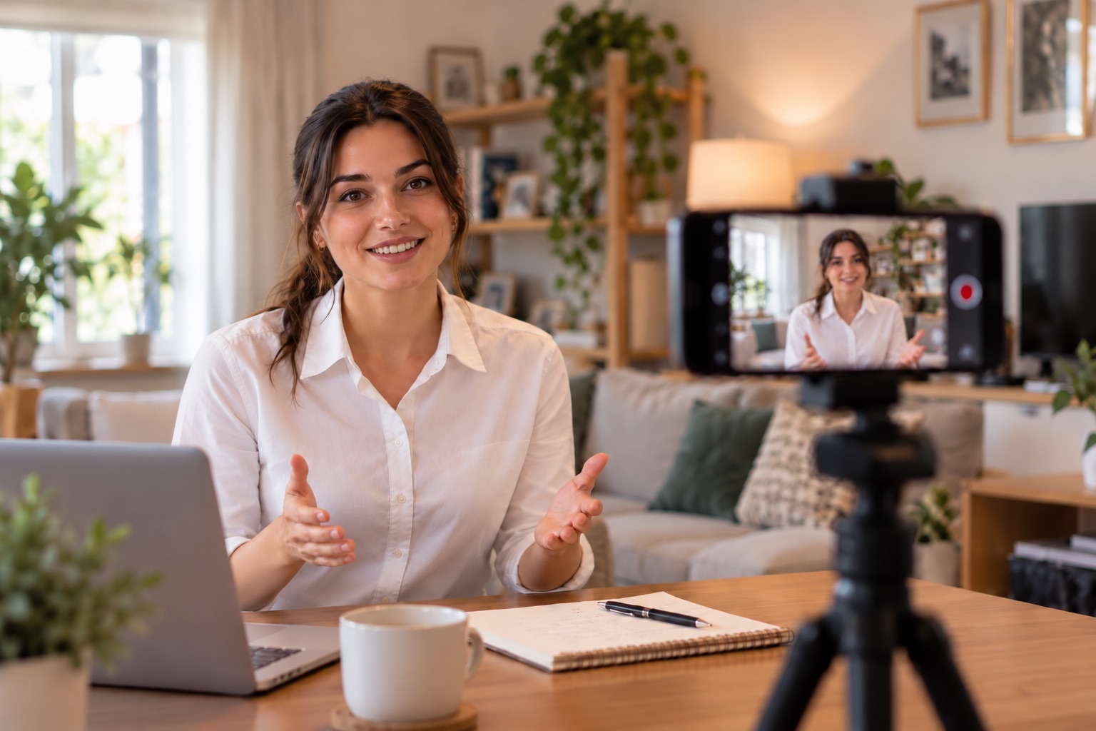 Evde tripoda yerleştirdiği telefonla video CV kaydeden aday